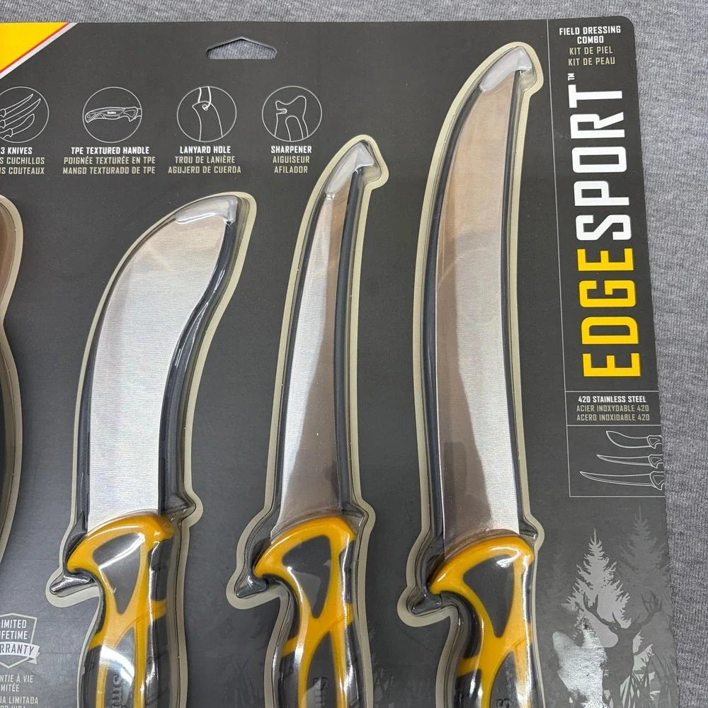 Smith's EdgeSport Field Dressing Combo 3 Knives and Sharpener Set 51063 NEW